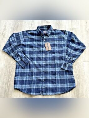 Jackson Hole Flannel Shirt Mens 2XL Blue Plaid Long Sleeve Button Soft NEW